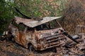 Australian bushfire aftermath: Burnt car carcass Royalty Free Stock Photo