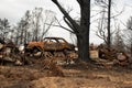 Australian bushfire aftermath: Burnt debris and rubble