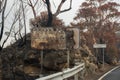 Australian bushfires: burnt road sign