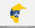Australian Capital Territory Map Flag. Map of Federal Capital Territory, Australia with flag isolated on white background. Vector Royalty Free Stock Photo