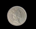 Australian 20 cent piece, isolated on black