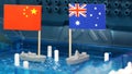 Australian and Chinese Navy naval warships on a battleship game board Royalty Free Stock Photo