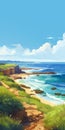 Australian Coastal Landscape Digital Painting Poster