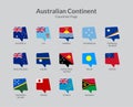 Australian Continent countries flag icons collection Royalty Free Stock Photo