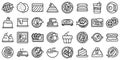 Australian cuisine icons set outline vector. Cake breakfast Royalty Free Stock Photo