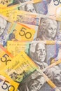 Australian Currency $50 Banknotes Background Royalty Free Stock Photo