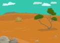 Australian desert scene. Vector colorful cartoon background.