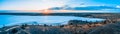 Australian desert and shallow salt lake at sunset. Royalty Free Stock Photo