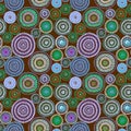 Australian design with dots - circles, waves. Seamless pattern Royalty Free Stock Photo