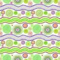 Australian design with dots, circles and waves. Seamless pattern. Hand painting Royalty Free Stock Photo