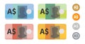 Australian Dollar Australia bank notes currency icon set collection paper money and coin Royalty Free Stock Photo