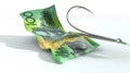 Australian Dollar Banknote Baited Hook Royalty Free Stock Photo