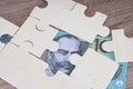 Australian dollar banknote revealed in a jigsaw puzzle on the table Royalty Free Stock Photo