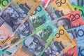 Australian dollar banknotes used as background, closeup Royalty Free Stock Photo