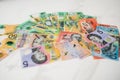 Australian dollar banknotes on the white background Royalty Free Stock Photo