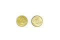 Australian dollar coins isolated on white background. Two dollars Royalty Free Stock Photo