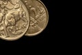 Australian Dollar Coins over Black Royalty Free Stock Photo