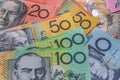 Australian dollars in rows used as background Royalty Free Stock Photo