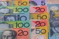 Australian dollars in rows used as background Royalty Free Stock Photo