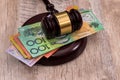 Australian dollars under judge`s gavel