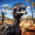 Ai Generated illustration Wildlife Concept of Australian emu at Tower Hill wildlife reserve