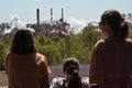 Australian family looking at Yarwun Alumina Refinery Rio Tinto Gladstone Queensland Australia