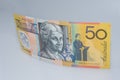 Australian Fifty Dollar Banknote Standing up Edith Cowan Site Royalty Free Stock Photo