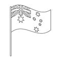 Australian flag icon in outline style isolated on white background. Australia symbol stock vector illustration. Royalty Free Stock Photo