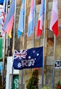 Australian Flag With Photos of Victims of Bali Bombing Plot During Memorial After 15 years