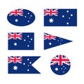 Australian flag set, isolated on white background, vector illustration.