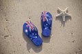 Australian Australia Flag Thongs Beach Day Royalty Free Stock Photo