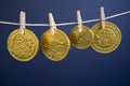 Australian Gold Coins Hanging On Line Royalty Free Stock Photo