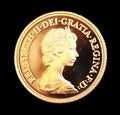 1980 Australian Gold sovereign on black background Royalty Free Stock Photo