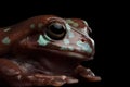 Australian green tree frog, or Litoria caerulea black background Royalty Free Stock Photo