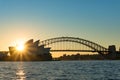 Australian Harbour Bridge at sunset Royalty Free Stock Photo