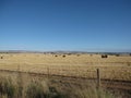 Australian highway landscape on dry grass hay farmers field