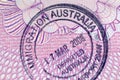 Australia immigration departure passport stamp Royalty Free Stock Photo