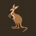 Australian kangaroo with cute baby. Marsupials animals hand drawn vector illustration. Wildlife mom and child.