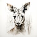 Australian Kangaroo Ink Drawing: Stunning Artwork Inspired By Kathrin Longhurst Royalty Free Stock Photo