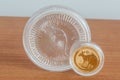 Australian Kangaroo silver and gold coins. 1oz silver coin and quarter oz gold coin Royalty Free Stock Photo