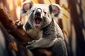 australian koala bear in eucalyptus or gum tree. australia Royalty Free Stock Photo