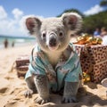 An Australian koala at a Christmas gathering