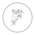 Australian koala icon in outline style isolated on white background. Australia symbol stock vector illustration. Royalty Free Stock Photo