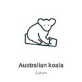 Australian koala outline vector icon. Thin line black australian koala icon, flat vector simple element illustration from editable