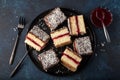 Australian lamington cake with raspberry jam