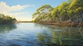 Australian Landscape: Hyperrealistic Wildlife Portraits In A Serene Waterway