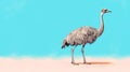 Australian Landscape Inspired Ostrich Illustration With Pop Culture References