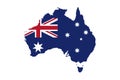 Australian map with Flag of Australia National emblem 3D illustration Royalty Free Stock Photo