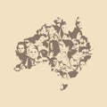 Australian map from human portraits