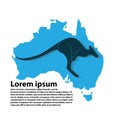 Australian map with kangaroo white background Royalty Free Stock Photo